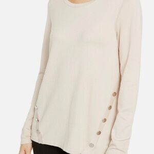 Alfani Petite Hardware Seamed Knit Sweater - Beige - size Large